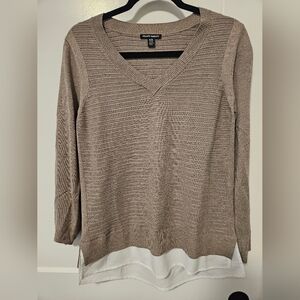 Hilary Radley Women's 2-fer Long Sleeve Sweater featuring a V-neck